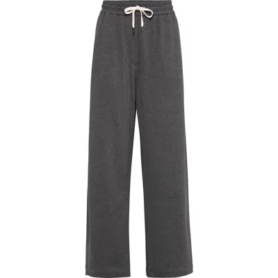 Brunello Cucinelli Pique Track Trousers In Lead