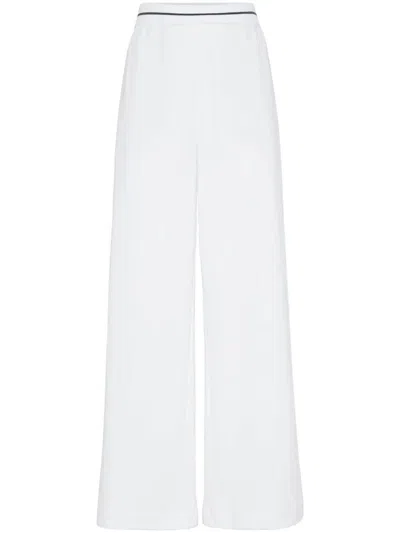 Brunello Cucinelli Piquet Cotton Trousers In Multicolor