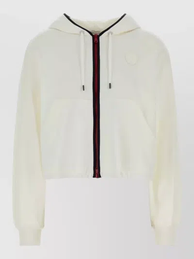 Brunello Cucinelli Piquet Cropped Hooded Sweatshirt Long Sleeves In Multi