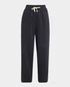 Brunello Cucinelli Piquet Fleece Wide-leg Pull-on Tennis Pants In C7186 Navy