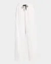 Brunello Cucinelli Piquet Fleece Wide-leg Pull-on Tennis Pants In C7220 Off White