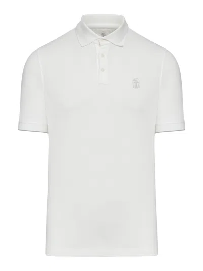 Brunello Cucinelli Piquet Polo With Logo In White