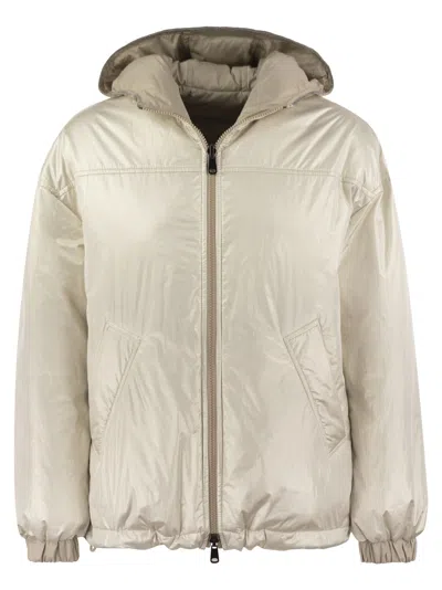 Brunello Cucinelli Women Laminated Reversible Down Jacket In Neutral