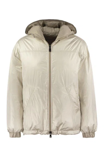 Brunello Cucinelli Women Laminated Reversible Down Jacket In Neutral