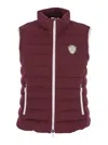 Brunello Cucinelli Logo Quilted High Collar Sleeveless Jacket In Burgundy