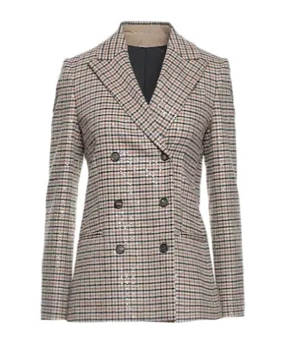 Brunello Cucinelli Plaid Blazer In Gray