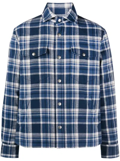 Brunello Cucinelli Plaid-check Padded Jacket In Blue