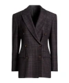 Brunello Cucinelli Plaid Double-breasted Blazer In Black