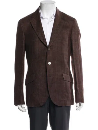 Pre-owned Brunello Cucinelli Plaid Print Blazer In Brown