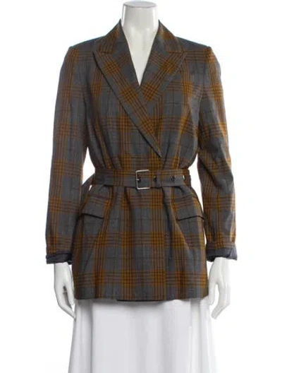 Pre-owned Brunello Cucinelli Plaid Print Blazer In Brown