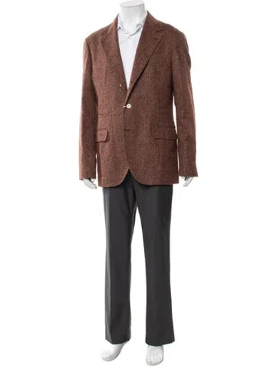 Pre-owned Brunello Cucinelli Plaid Print Blazer In Burgundy