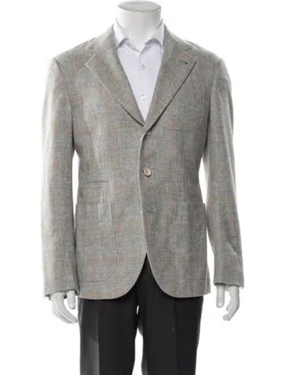 Pre-owned Brunello Cucinelli Plaid Print Blazer In Gray