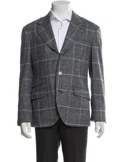 Pre-owned Brunello Cucinelli Plaid Print Blazer In Gray
