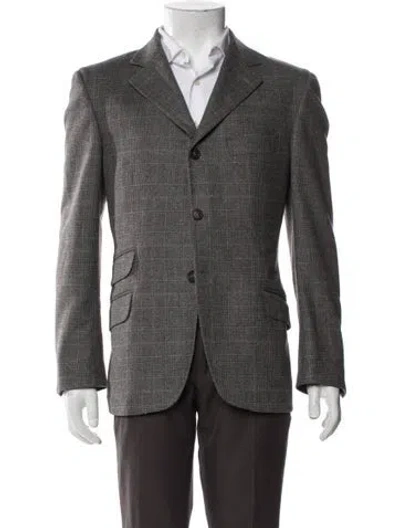 Pre-owned Brunello Cucinelli Plaid Print Blazer In Gray