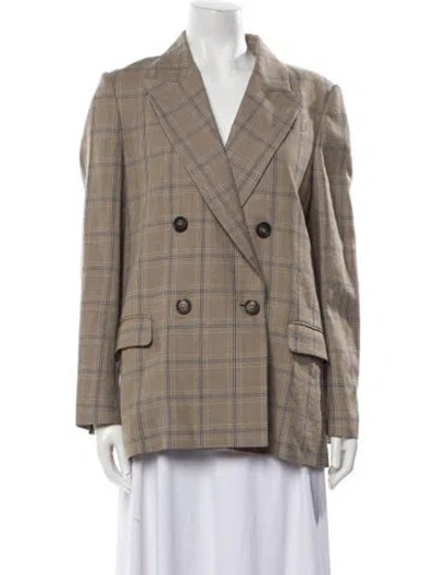 Pre-owned Brunello Cucinelli Plaid Print Blazer In Neutral