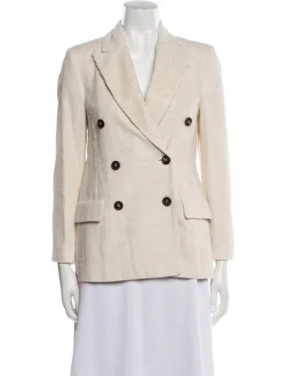 Pre-owned Brunello Cucinelli Plaid Print Blazer W/ Tags In Neutral