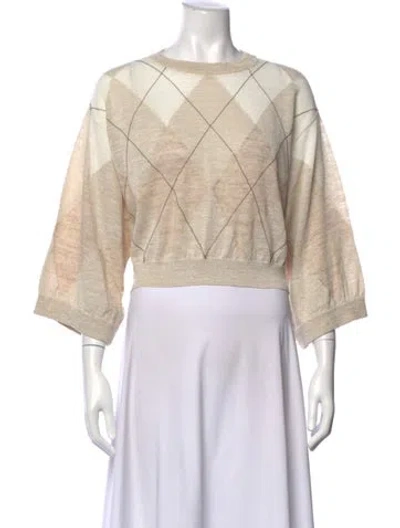 Pre-owned Brunello Cucinelli Plaid Print Crew Neck Sweater In Neutral
