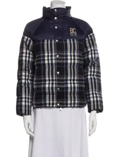 Pre-owned Brunello Cucinelli Plaid Print Down Jacket In Blue