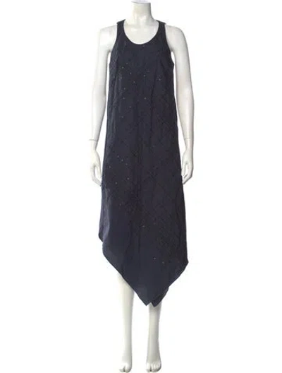 Pre-owned Brunello Cucinelli Plaid Print Long Dress W/ Tags In Blue