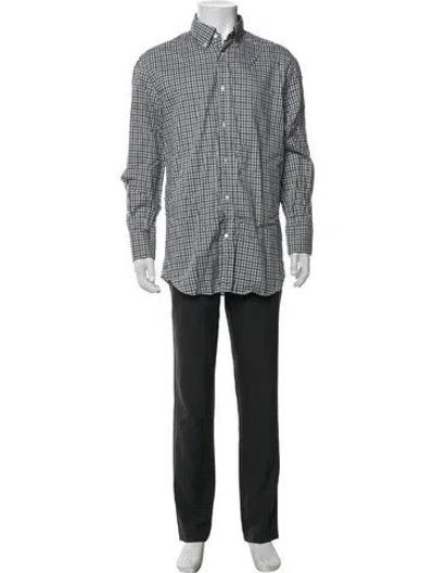 Pre-owned Brunello Cucinelli Plaid Print Long Sleeve Dress Shirt In Green