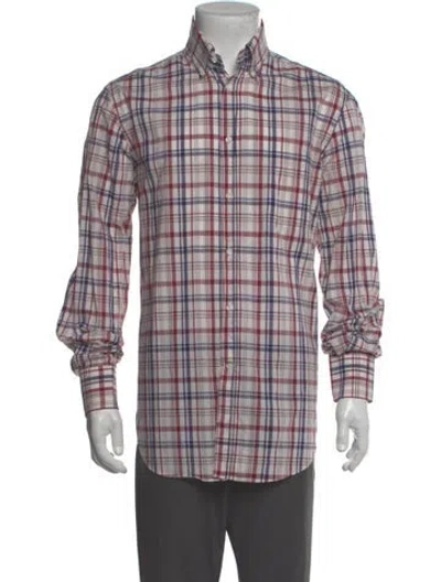 Pre-owned Brunello Cucinelli Plaid Print Long Sleeve Dress Shirt In Multi
