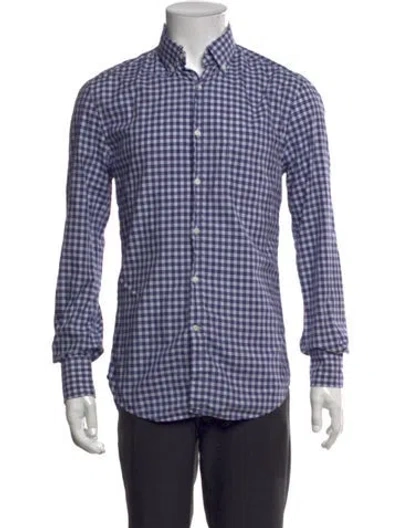 Pre-owned Brunello Cucinelli Plaid Print Long Sleeve Shirt In Blue
