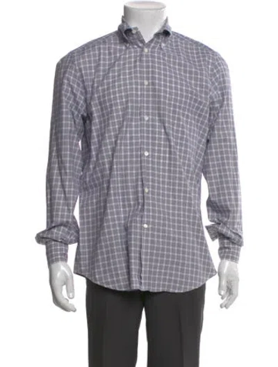 Pre-owned Brunello Cucinelli Plaid Print Long Sleeve Shirt In Gray