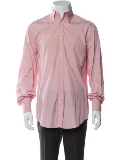 Pre-owned Brunello Cucinelli Plaid Print Long Sleeve Shirt In Pink