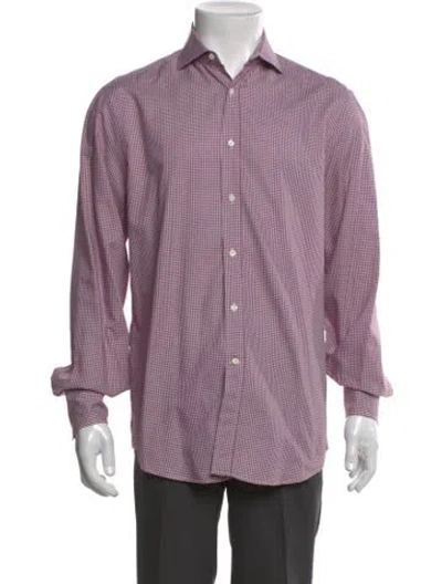 Pre-owned Brunello Cucinelli Plaid Print Long Sleeve Shirt In Red