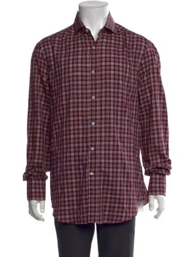 Pre-owned Brunello Cucinelli Plaid Print Long Sleeve Shirt W/ Tags In Purple
