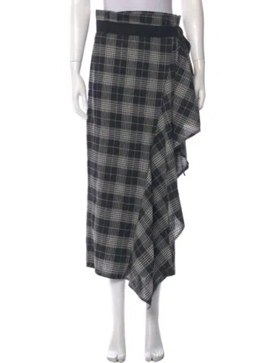Pre-owned Brunello Cucinelli Plaid Print Midi Length Skirt In Black