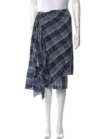 Pre-owned Brunello Cucinelli Plaid Print Midi Length Skirt In Blue