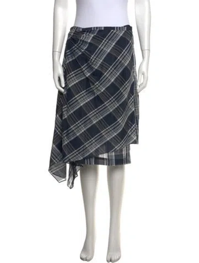 Pre-owned Brunello Cucinelli Plaid Print Midi Length Skirt In Blue