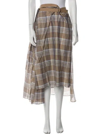 Pre-owned Brunello Cucinelli Plaid Print Midi Length Skirt In Neutral