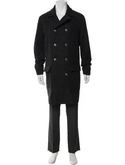 Pre-owned Brunello Cucinelli Plaid Print Peacoat In Black