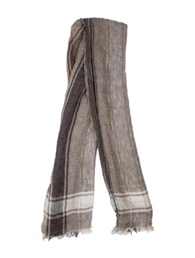 Pre-owned Brunello Cucinelli Plaid Print Scarf In Neutrals