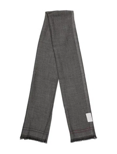 Pre-owned Brunello Cucinelli Plaid Print Scarf W/ Tags In Grey