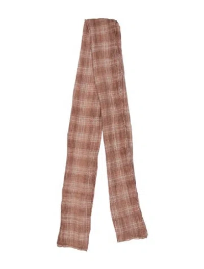 Pre-owned Brunello Cucinelli Plaid Print Scarf W/ Tags In Neutral
