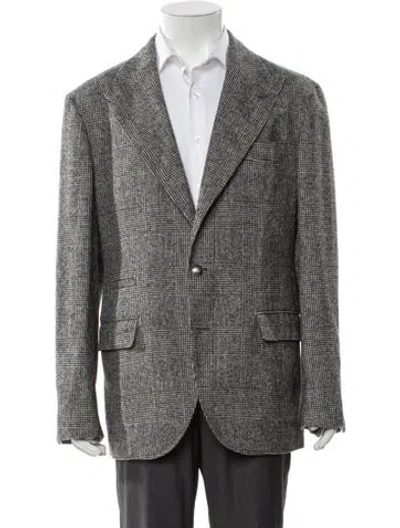 Pre-owned Brunello Cucinelli Plaid Print Sport Coat In Gray