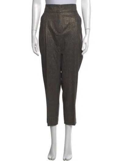 Pre-owned Brunello Cucinelli Plaid Print Straight Leg Pants In Gold/metallic