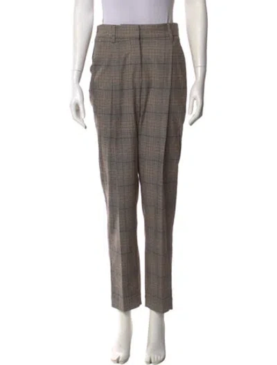 Pre-owned Brunello Cucinelli Plaid Print Straight Leg Pants In Gray