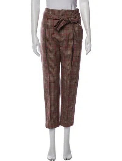 Pre-owned Brunello Cucinelli Plaid Print Straight Leg Pants W/ Tags In Brown