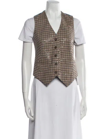 Pre-owned Brunello Cucinelli Plaid Print Vest In Neutral