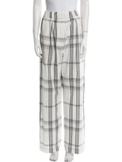 Pre-owned Brunello Cucinelli Plaid Print Wide Leg Pants In Neutral
