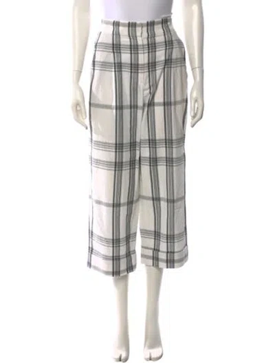 Pre-owned Brunello Cucinelli Plaid Print Wide Leg Pants In White