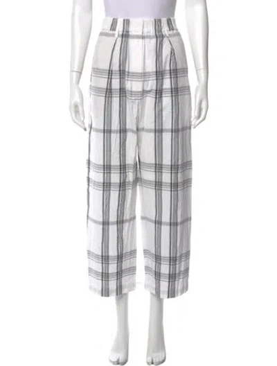 Pre-owned Brunello Cucinelli Plaid Print Wide Leg Pants In White