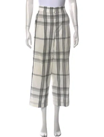 Pre-owned Brunello Cucinelli Plaid Print Wide Leg Pants In White