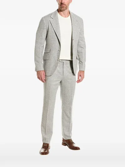 Brunello Cucinelli Plaid Tailored Suit In Gray
