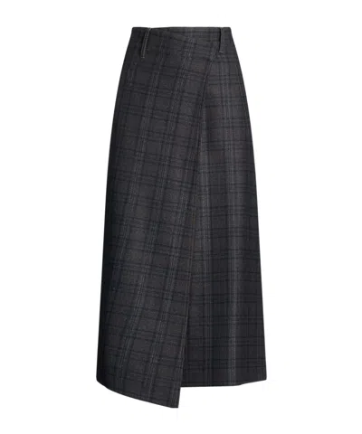 Brunello Cucinelli Plaid Wrap Skirt In Blue