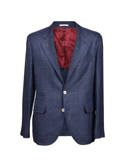 Brunello Cucinelli Plaid-pattern Blazer In Blue